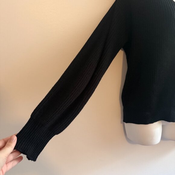 Black Open Back Gold Chain Detail Sweater | Slouchy Knit | Size L - Picture 8 of 10